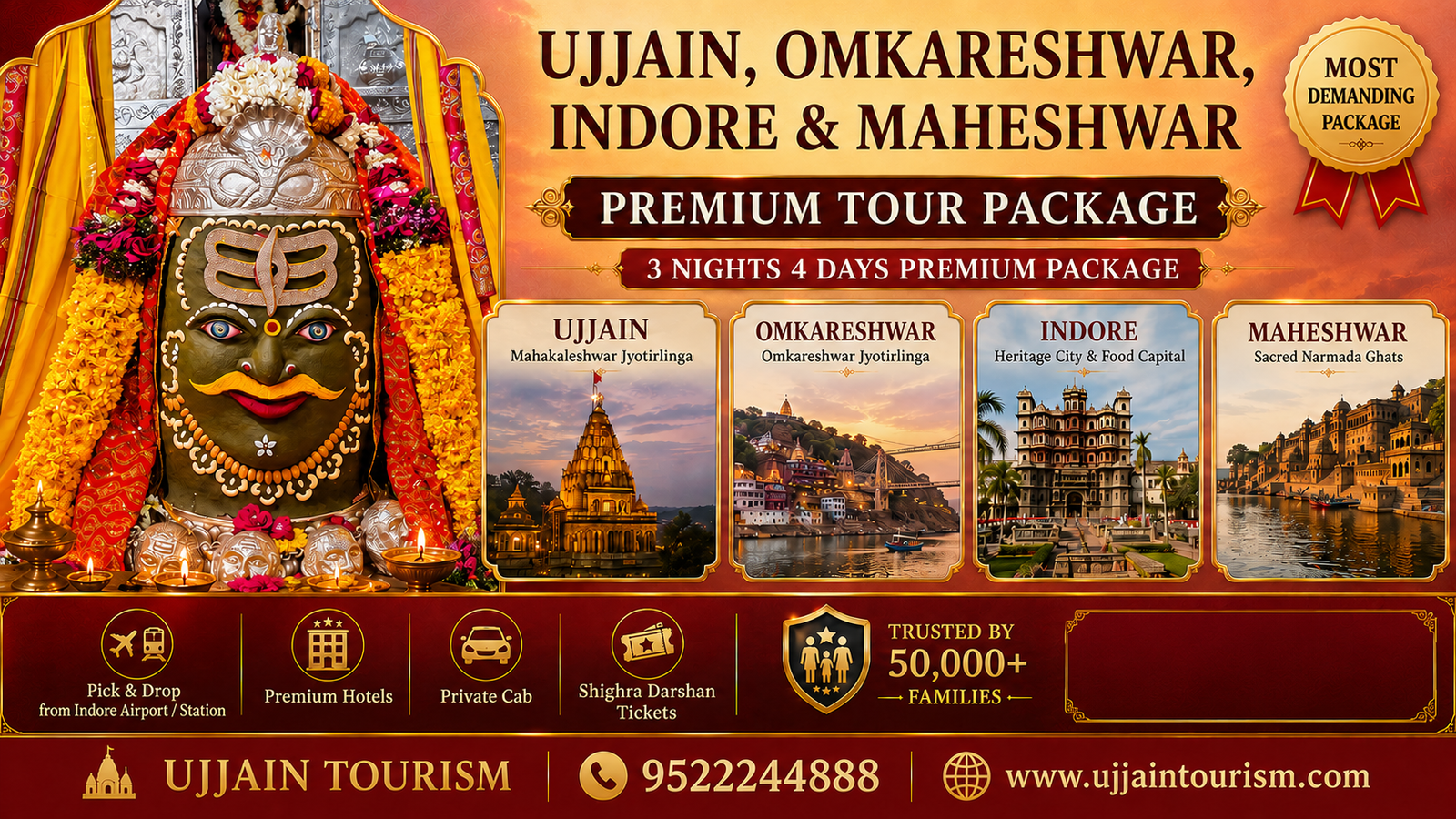 Ujjain, Omkareshwar, Indore, Maheshwar Tour Package